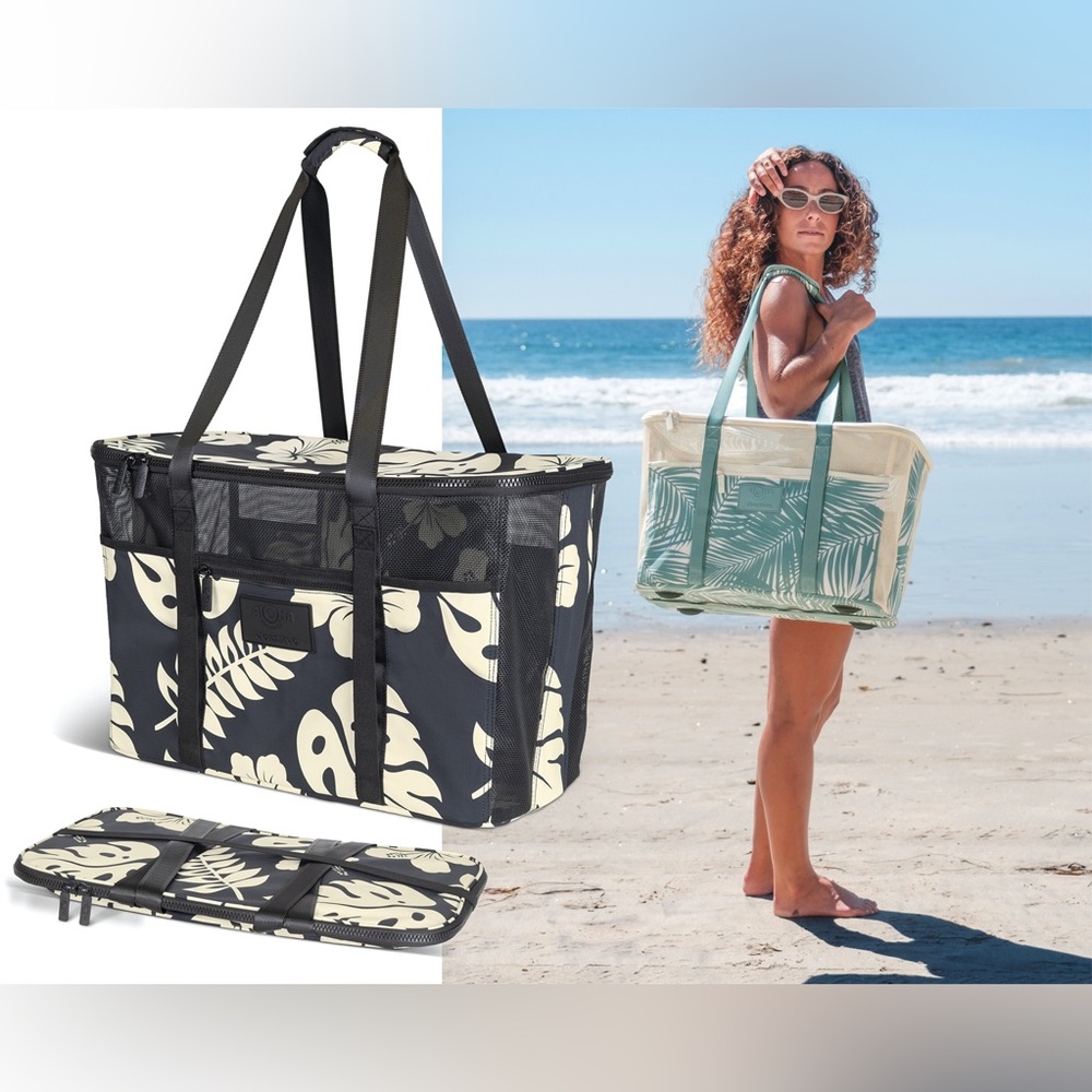 ALOHA Collection CleverMade Collapsible Beach Tote (Blue)